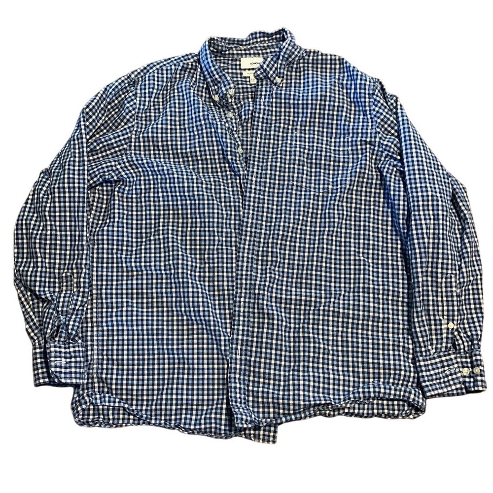 Sonoma Goods‎ For Life XXL Modern Fit Blue White Plaid Button Down Shirt